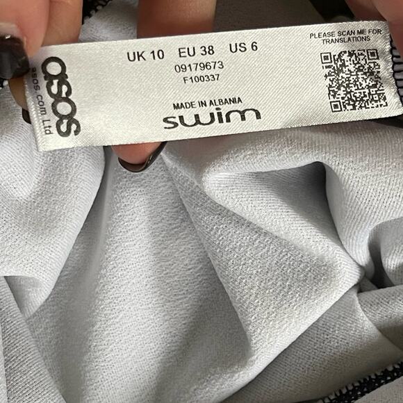 ASOS Leopard Print Black Brown Belted One Piece Deep V Neck Bathing Suit Size 6 - Picture 6 of 7